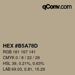 Color code: HEX #B5A78D | qconv.com