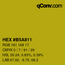 颜色代码: HEX #B5A811 | qconv.com