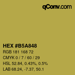 颜色代码: HEX #B5A848 | qconv.com