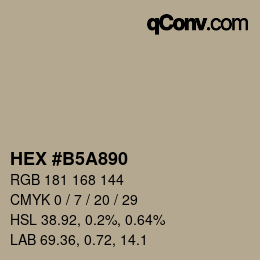 Color code: HEX #B5A890 | qconv.com