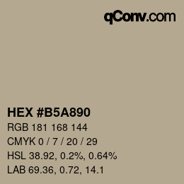カラーコード: HEX #B5A890 | qconv.com