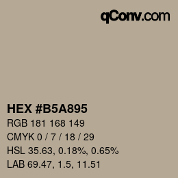 カラーコード: HEX #B5A895 | qconv.com