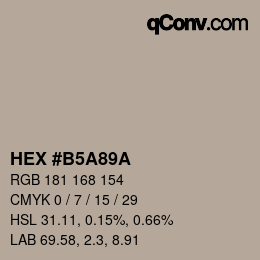 Color code: HEX #B5A89A | qconv.com