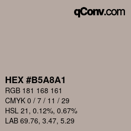 颜色代码: HEX #B5A8A1 | qconv.com