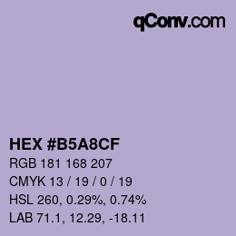 カラーコード: HEX #B5A8CF | qconv.com