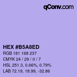颜色代码: HEX #B5A8ED | qconv.com
