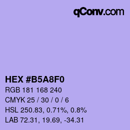 Color code: HEX #B5A8F0 | qconv.com