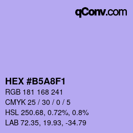 颜色代码: HEX #B5A8F1 | qconv.com