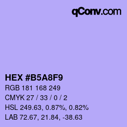 Color code: HEX #B5A8F9 | qconv.com