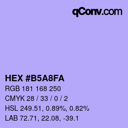 颜色代码: HEX #B5A8FA | qconv.com