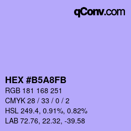 颜色代码: HEX #B5A8FB | qconv.com