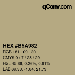 Farbcode: HEX #B5A982 | qconv.com