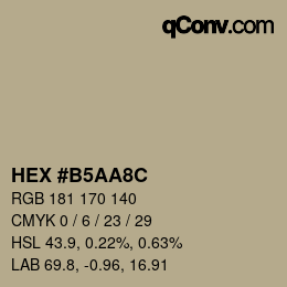 カラーコード: HEX #B5AA8C | qconv.com