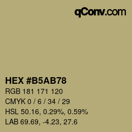 Farbcode: HEX #B5AB78 | qconv.com