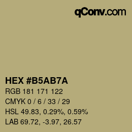 Color code: HEX #B5AB7A | qconv.com