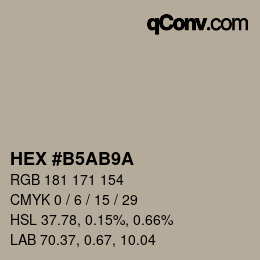 Color code: HEX #B5AB9A | qconv.com