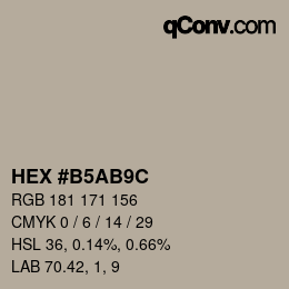 Farbcode: HEX #B5AB9C | qconv.com