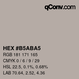 カラーコード: HEX #B5ABA5 | qconv.com
