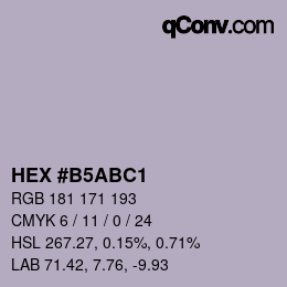 颜色代码: HEX #B5ABC1 | qconv.com