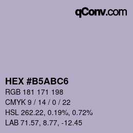 颜色代码: HEX #B5ABC6 | qconv.com