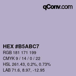 颜色代码: HEX #B5ABC7 | qconv.com
