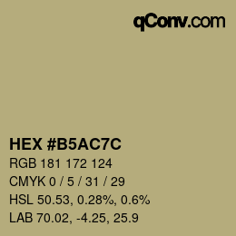 颜色代码: HEX #B5AC7C | qconv.com