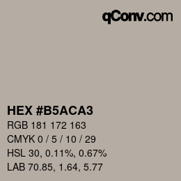 Color code: HEX #B5ACA3 | qconv.com