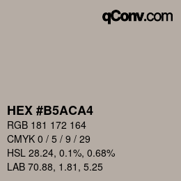 Color code: HEX #B5ACA4 | qconv.com