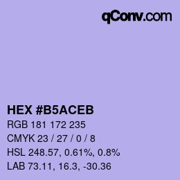 カラーコード: HEX #B5ACEB | qconv.com