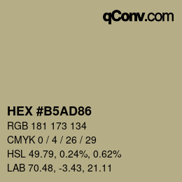 Color code: HEX #B5AD86 | qconv.com