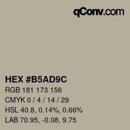 颜色代码: HEX #B5AD9C | qconv.com
