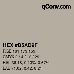 Color code: HEX #B5AD9F | qconv.com