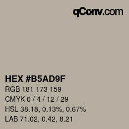 カラーコード: HEX #B5AD9F | qconv.com