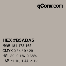 Color code: HEX #B5ADA5 | qconv.com