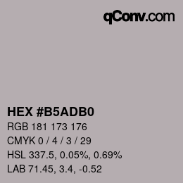 カラーコード: HEX #B5ADB0 | qconv.com