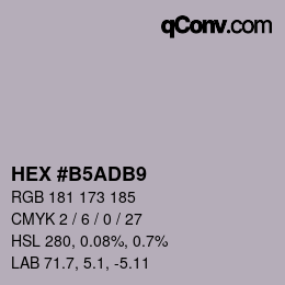 颜色代码: HEX #B5ADB9 | qconv.com