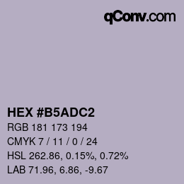 颜色代码: HEX #B5ADC2 | qconv.com
