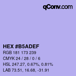 Color code: HEX #B5ADEF | qconv.com