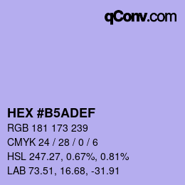 Color code: HEX #B5ADEF | qconv.com