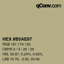 Farbcode: HEX #B5AE87 | qconv.com