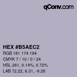 颜色代码: HEX #B5AEC2 | qconv.com