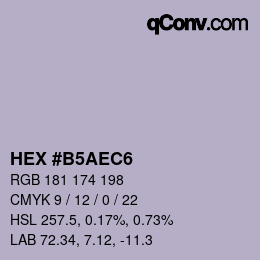 Color code: HEX #B5AEC6 | qconv.com