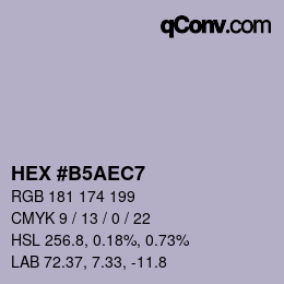 颜色代码: HEX #B5AEC7 | qconv.com