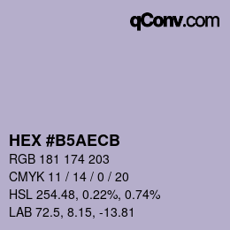 颜色代码: HEX #B5AECB | qconv.com
