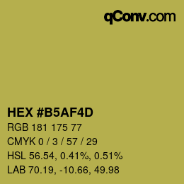 Color code: HEX #B5AF4D | qconv.com