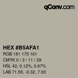 Código de color: HEX #B5AFA1 | qconv.com