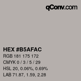颜色代码: HEX #B5AFAC | qconv.com
