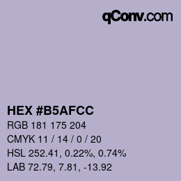 颜色代码: HEX #B5AFCC | qconv.com