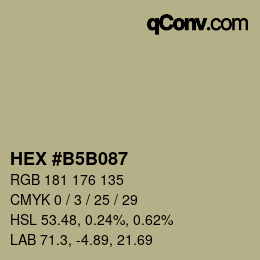 颜色代码: HEX #B5B087 | qconv.com