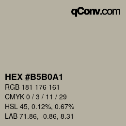 Código de color: HEX #B5B0A1 | qconv.com